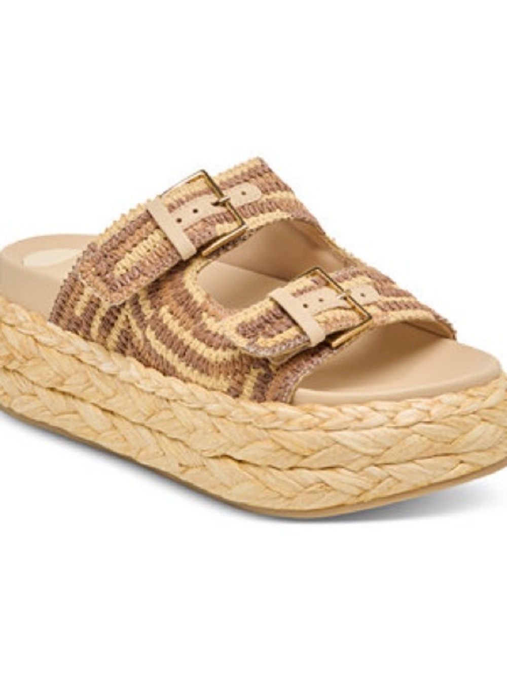 Dolce Vita Beige and Tan Braided Espadrille Platform Sandals